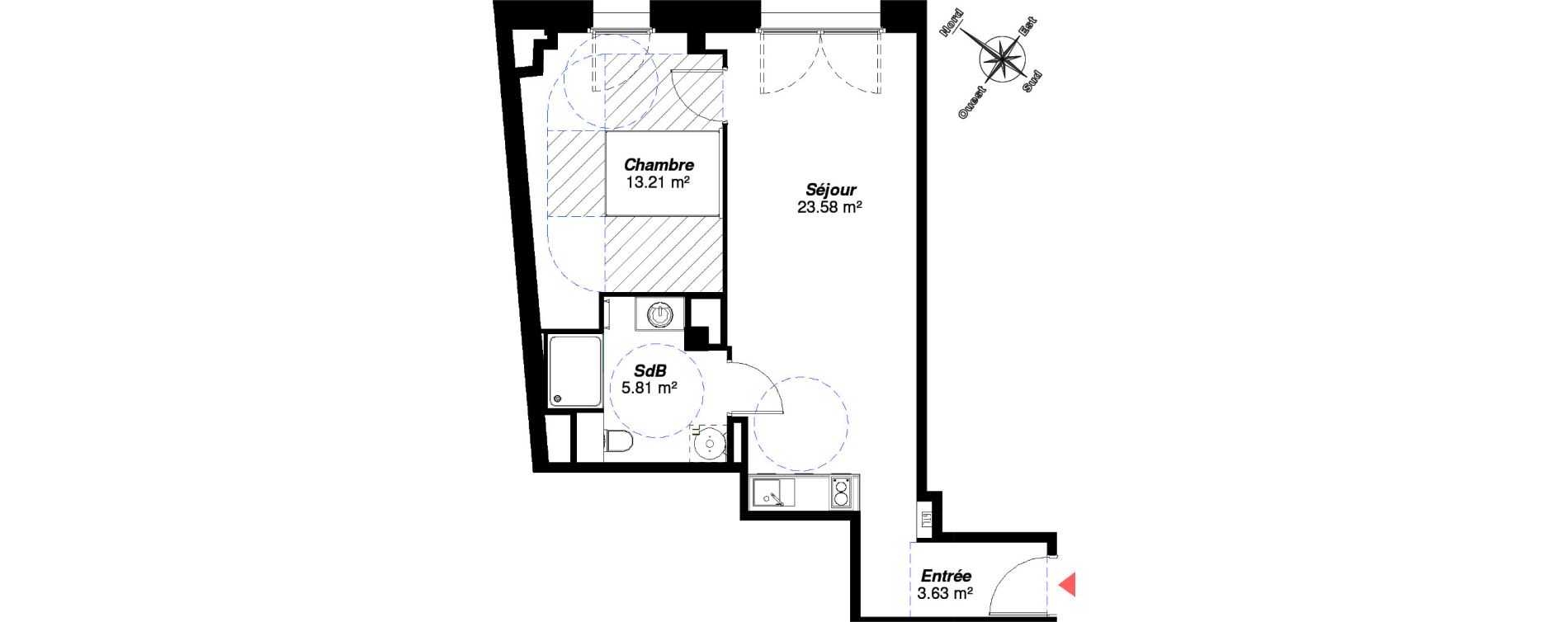 Appartement T2 de 46,23 m2 &agrave; Reims Centre-ville