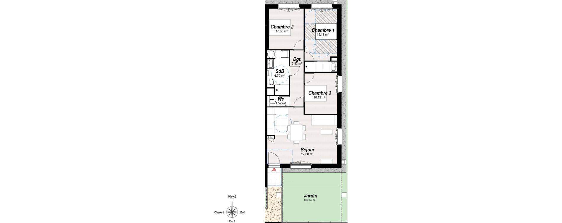 Appartement T4 de 76,11 m2 &agrave; Reims Neufch&acirc;tel