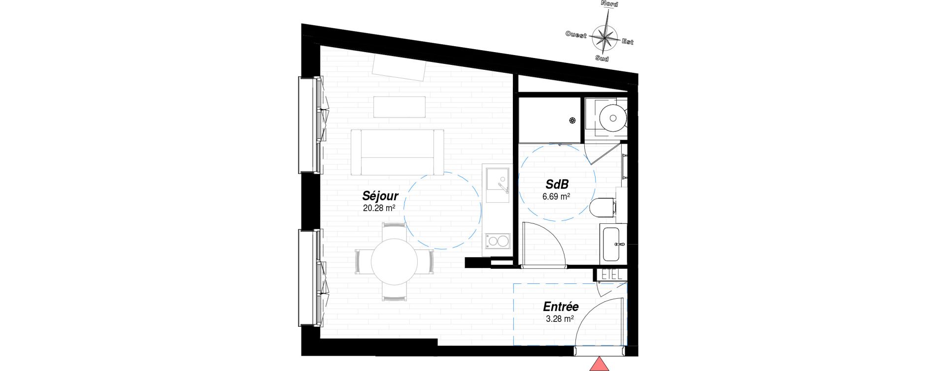 Appartement T1 de 30,61 m2 &agrave; Reims Neufch&acirc;tel