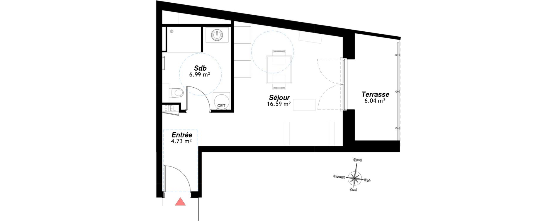 Appartement T1 de 28,31 m2 &agrave; Reims Neufch&acirc;tel
