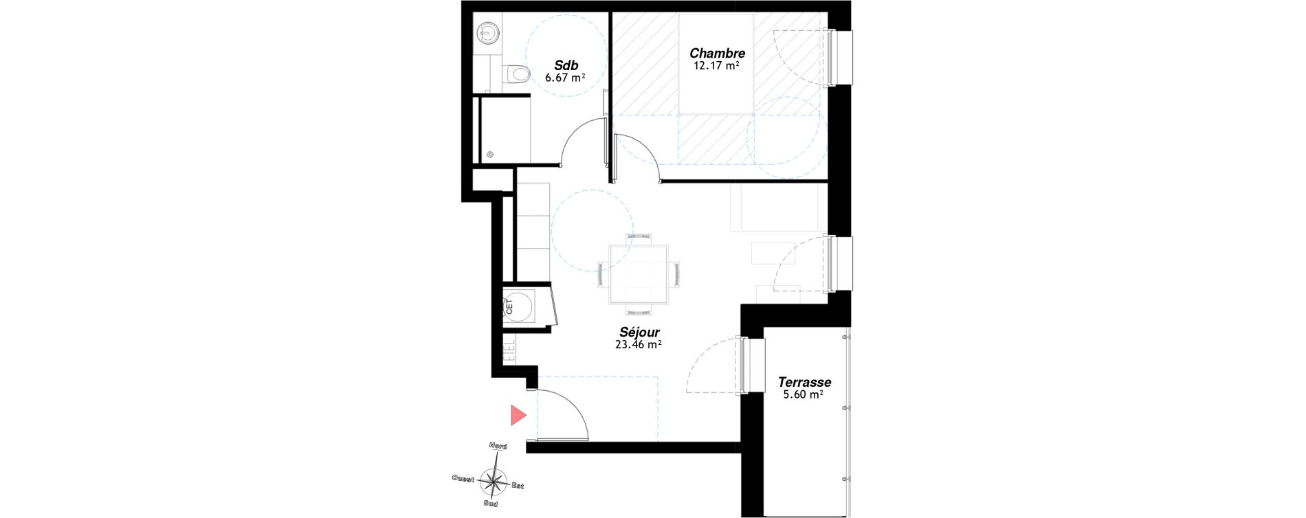 Appartement T2 de 42,30 m2 &agrave; Reims Neufch&acirc;tel