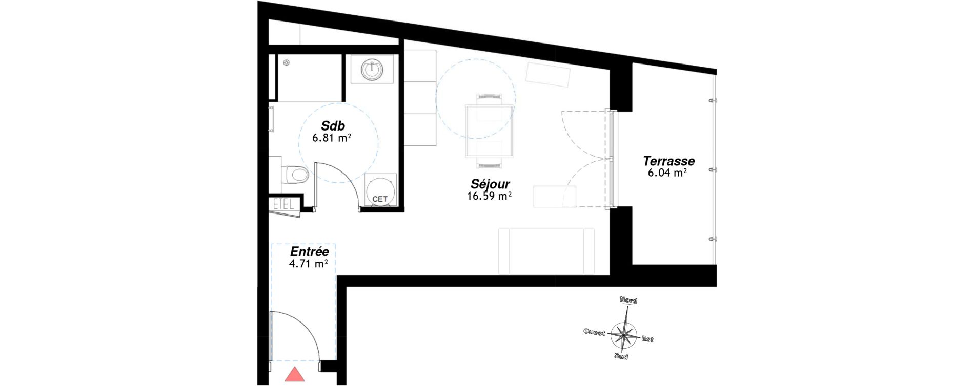 Appartement T1 de 28,11 m2 &agrave; Reims Neufch&acirc;tel