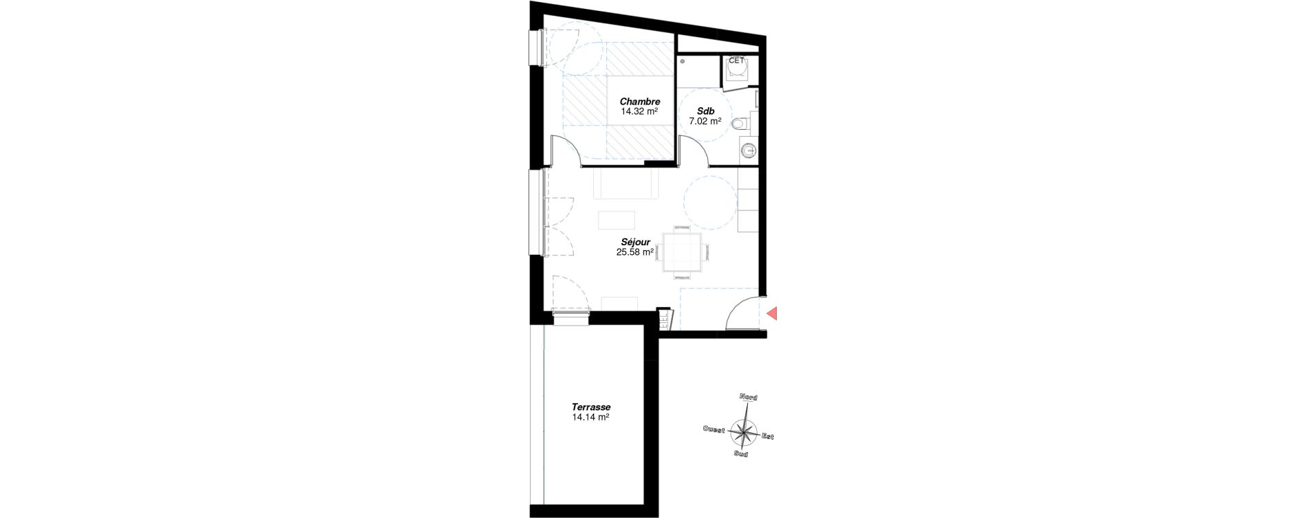Appartement T2 de 46,92 m2 &agrave; Reims Neufch&acirc;tel