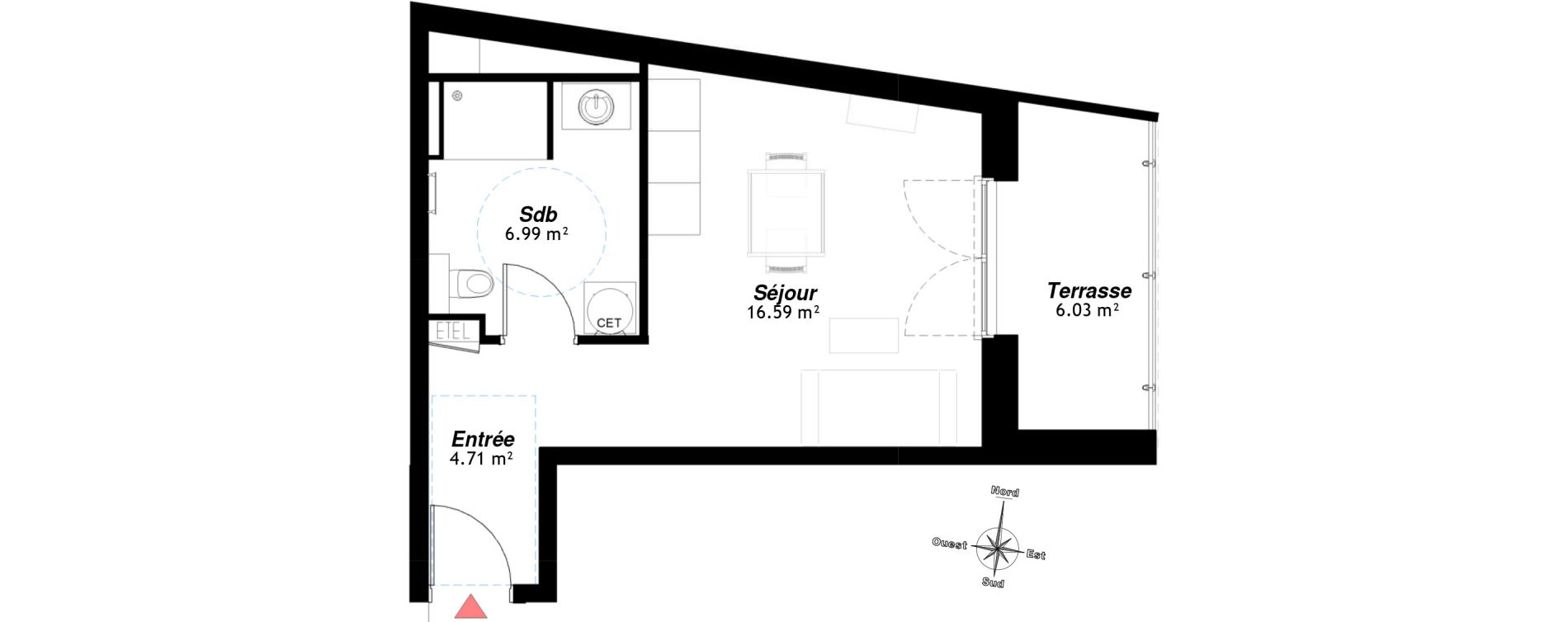 Appartement T1 de 28,29 m2 &agrave; Reims Neufch&acirc;tel