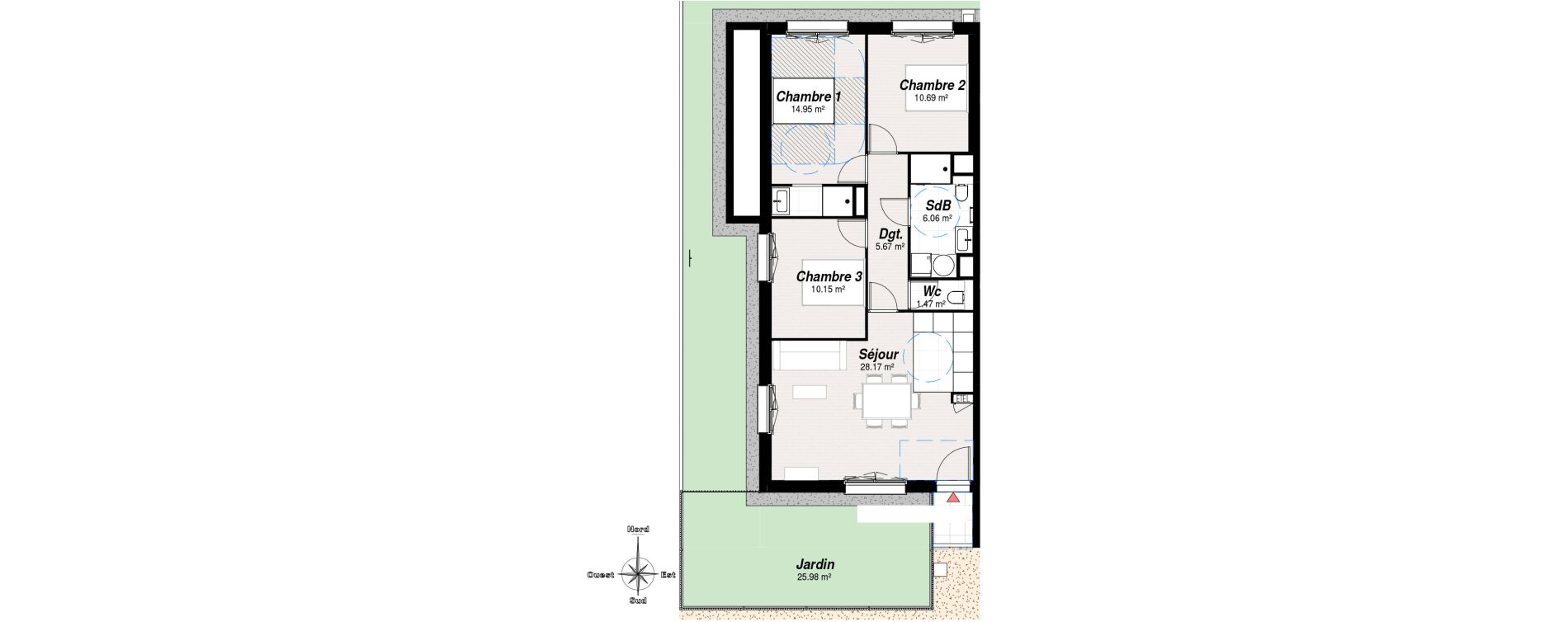 Appartement T4 de 77,16 m2 &agrave; Reims Neufch&acirc;tel