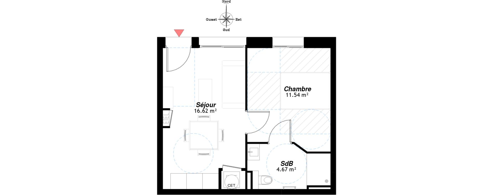 Appartement T2 de 32,83 m2 &agrave; Reims Neufch&acirc;tel