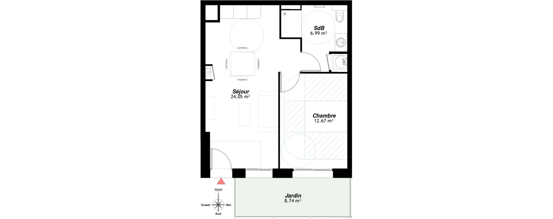 Appartement T2 de 43,71 m2 &agrave; Reims Neufch&acirc;tel