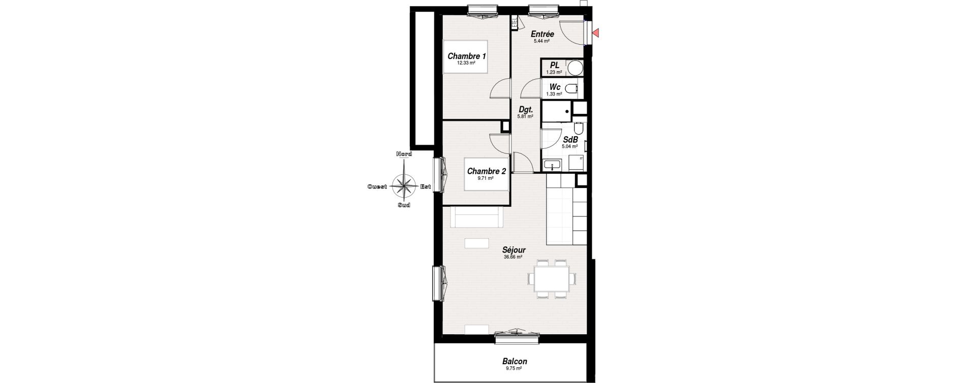 Appartement T4 de 77,55 m2 &agrave; Reims Neufch&acirc;tel