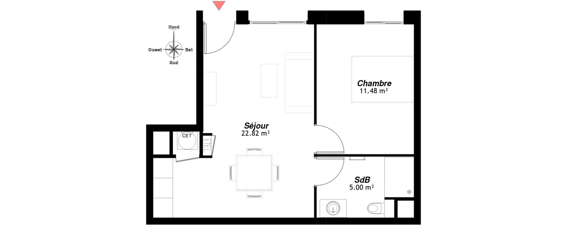 Appartement T2 de 39,30 m2 &agrave; Reims Neufch&acirc;tel