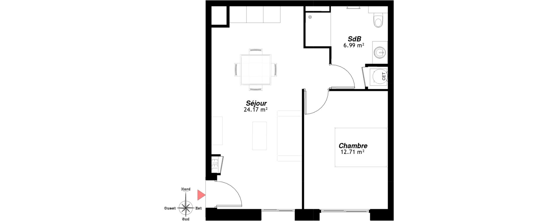 Appartement T2 de 43,87 m2 &agrave; Reims Neufch&acirc;tel