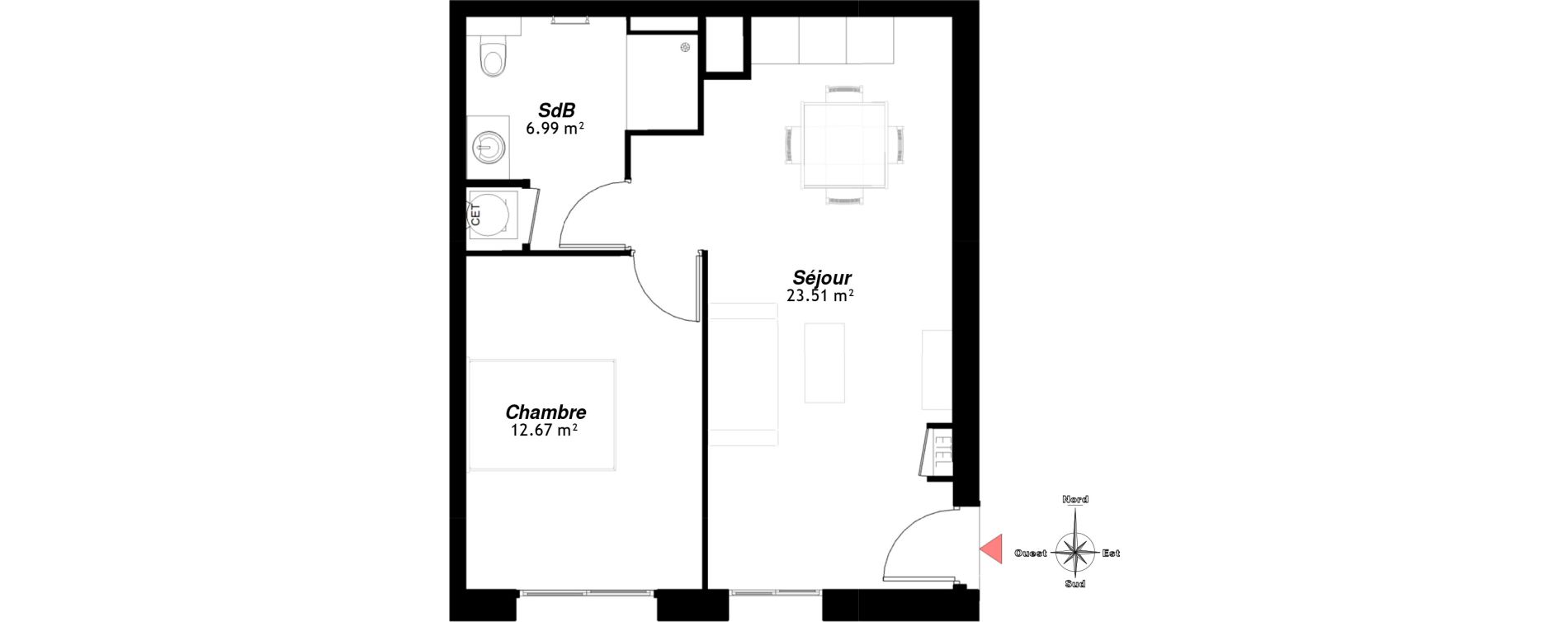 Appartement T2 de 43,17 m2 &agrave; Reims Neufch&acirc;tel