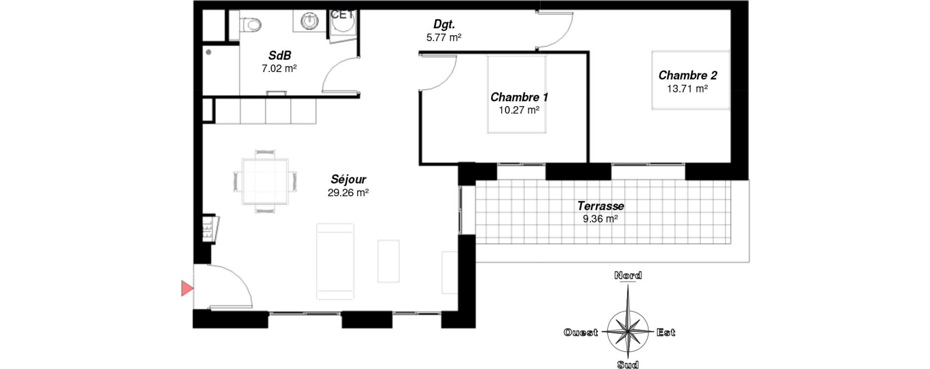 Appartement T3 de 66,03 m2 &agrave; Reims Neufch&acirc;tel