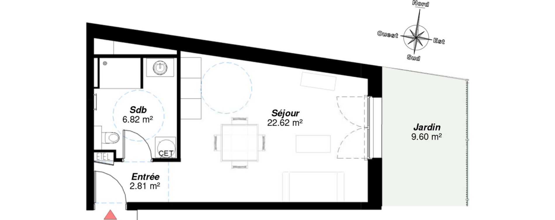 Appartement T1 de 32,25 m2 &agrave; Reims Neufch&acirc;tel