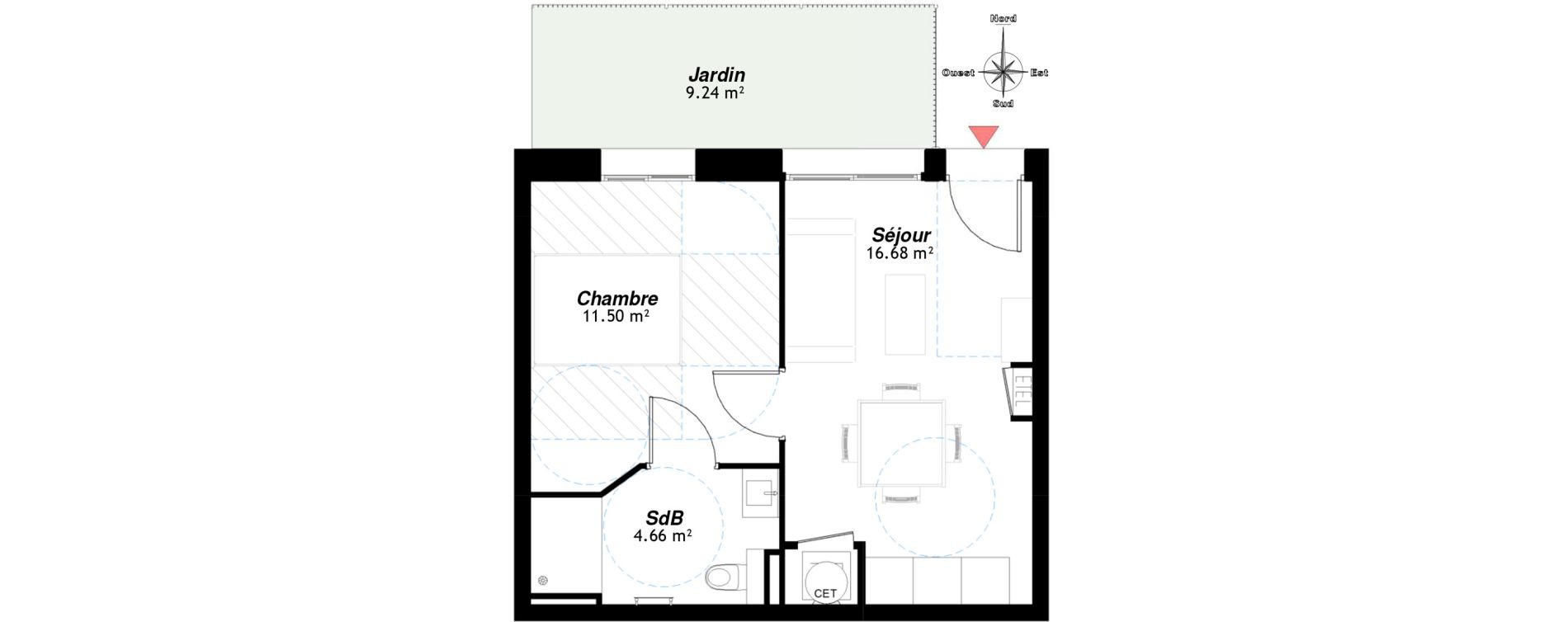 Appartement T2 de 32,84 m2 &agrave; Reims Neufch&acirc;tel