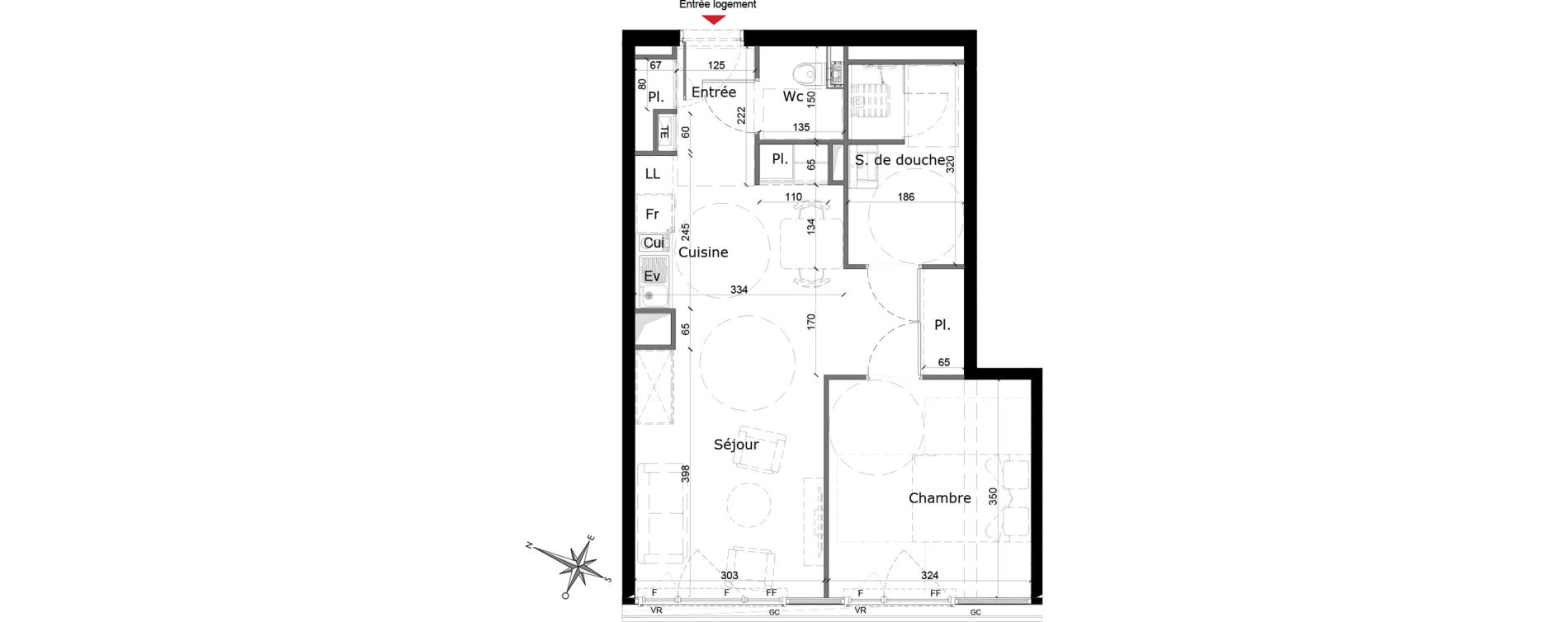 Appartement T2 de 47,62 m2 &agrave; Reims Courlancy
