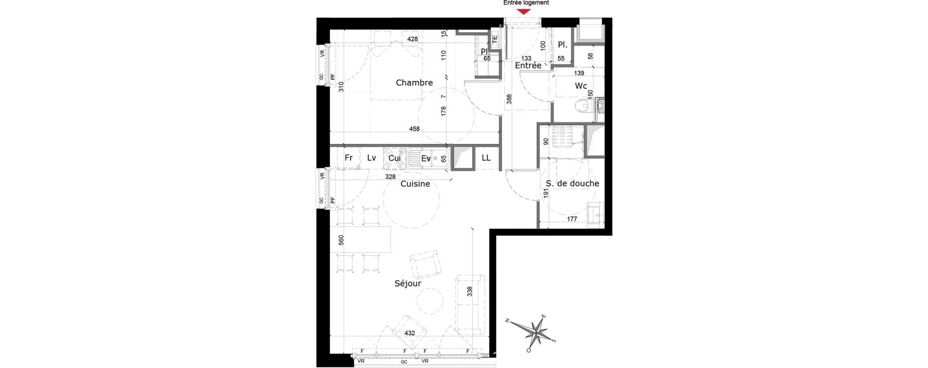 Appartement T2 de 52,04 m2 &agrave; Reims Courlancy