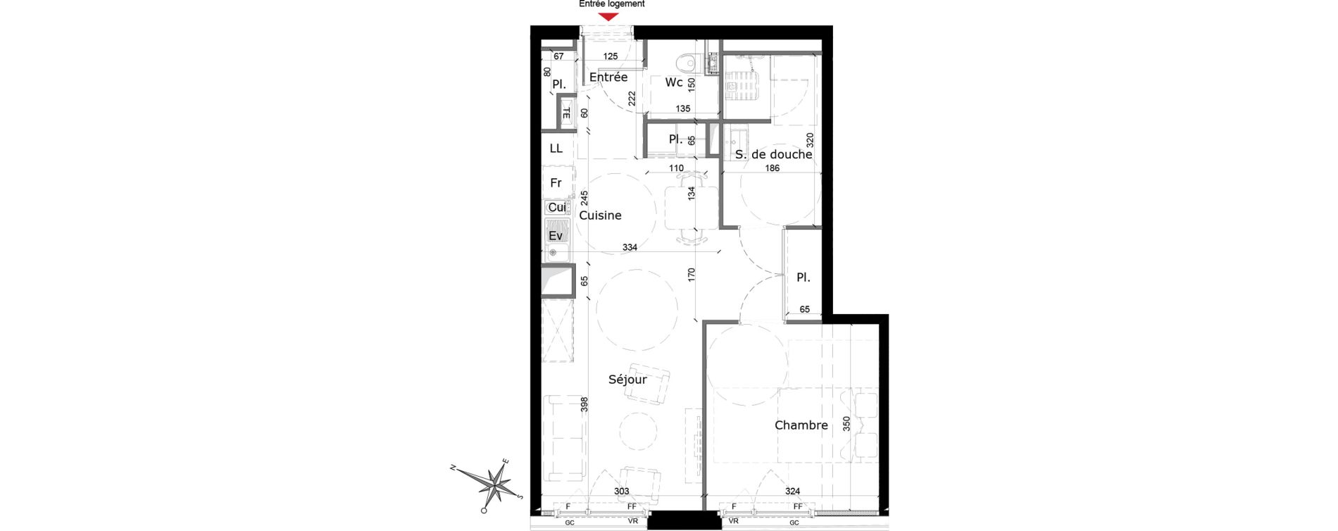 Appartement T2 de 47,62 m2 &agrave; Reims Courlancy