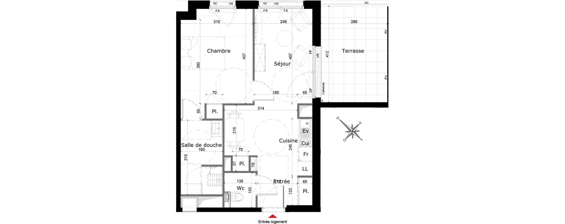 Appartement T2 de 44,85 m2 &agrave; Reims Courlancy