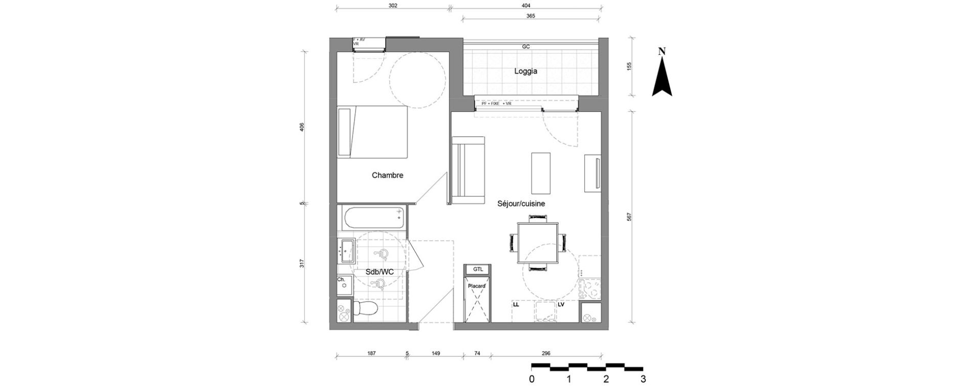 Appartement T2 de 43,76 m2 &agrave; Reims Coutures