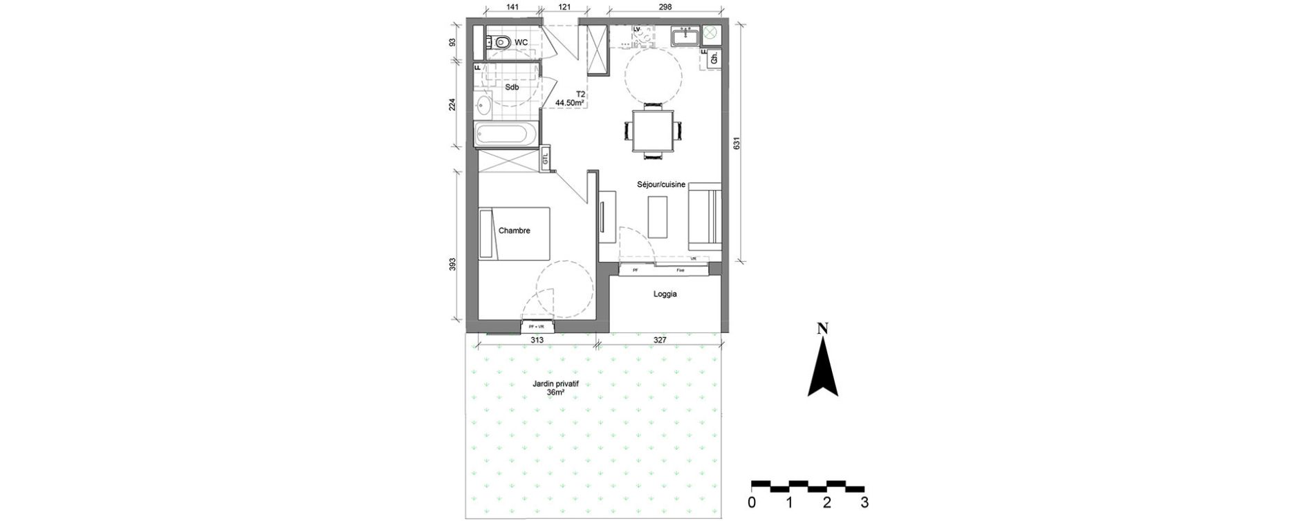 Appartement T2 de 44,50 m2 &agrave; Reims Coutures