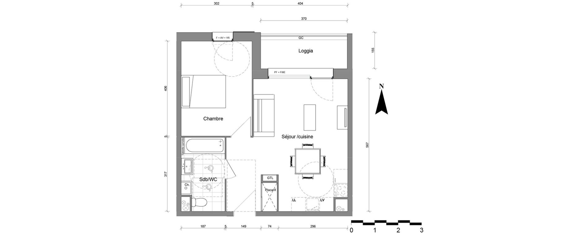 Appartement T2 de 43,76 m2 &agrave; Reims Coutures