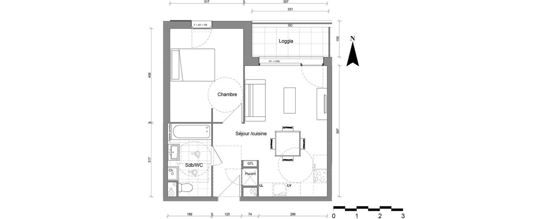 Appartement T2 de 42,50 m2 &agrave; Reims Coutures