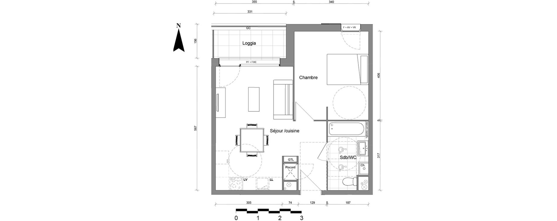 Appartement T2 de 43,70 m2 &agrave; Reims Coutures