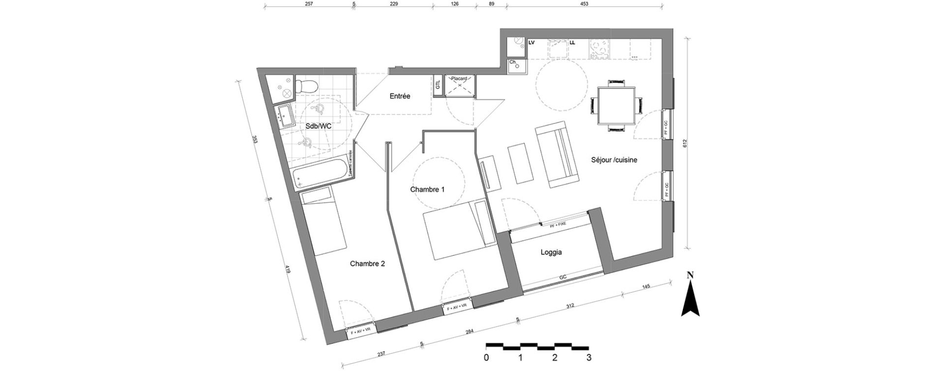 Appartement T3 de 65,24 m2 &agrave; Reims Coutures