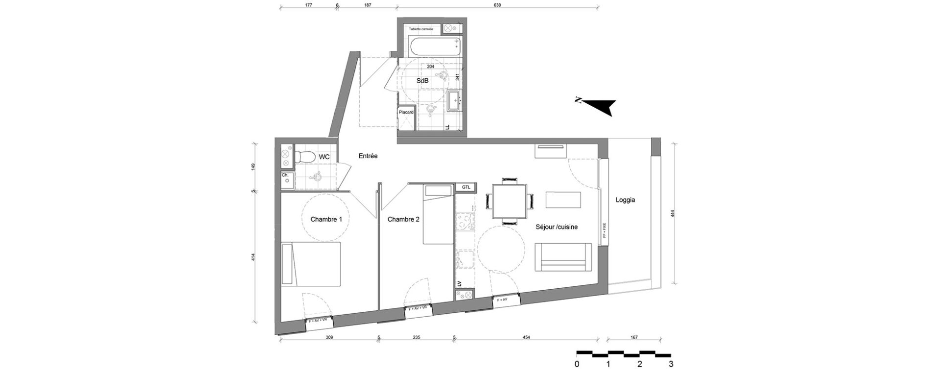Appartement T3 de 60,32 m2 &agrave; Reims Coutures