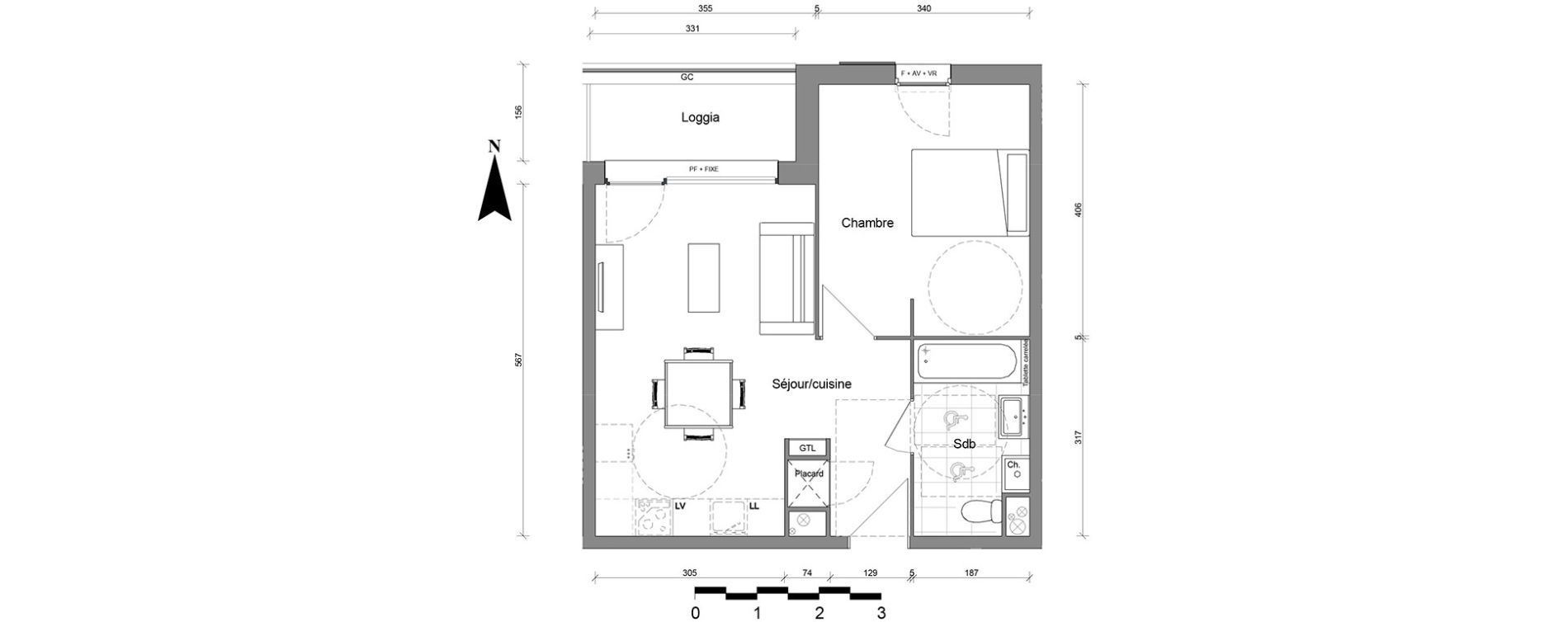 Appartement T2 de 43,73 m2 &agrave; Reims Coutures