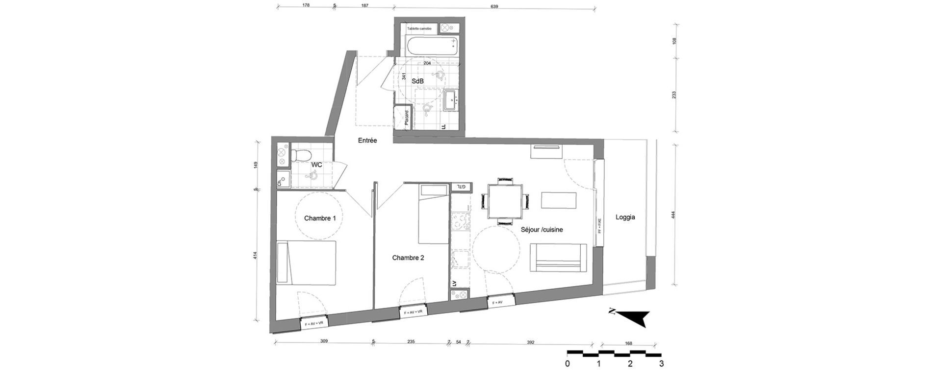 Appartement T3 de 60,37 m2 &agrave; Reims Coutures
