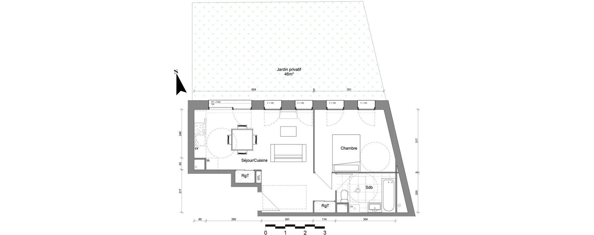 Appartement T2 de 44,56 m2 &agrave; Reims Coutures