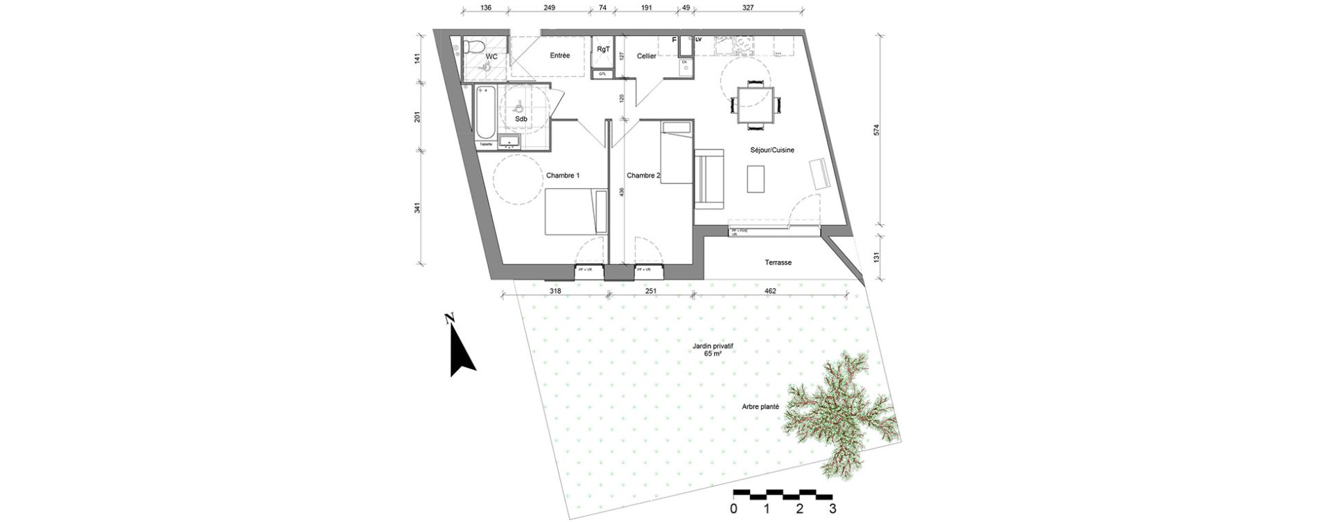 Appartement T3 de 65,83 m2 &agrave; Reims Coutures