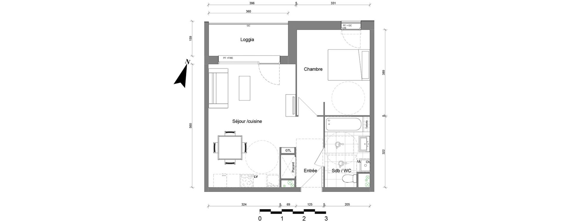 Appartement T2 de 44,69 m2 &agrave; Reims Coutures