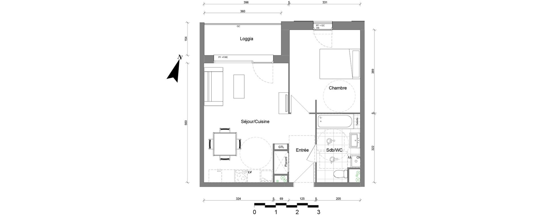 Appartement T2 de 44,69 m2 &agrave; Reims Coutures