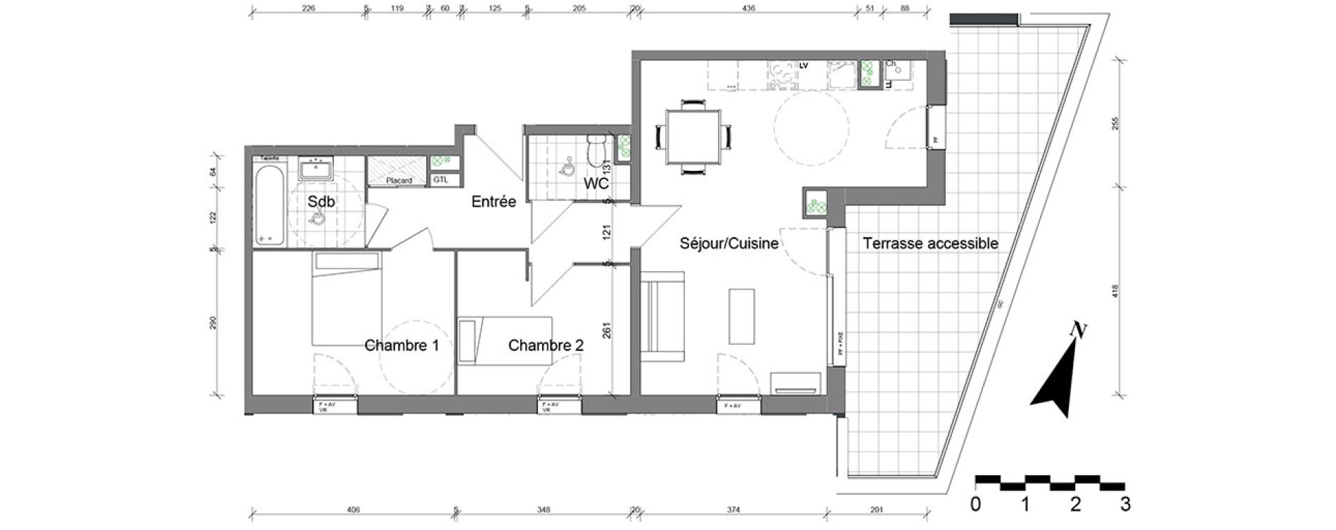 Appartement T3 de 66,11 m2 &agrave; Reims Coutures