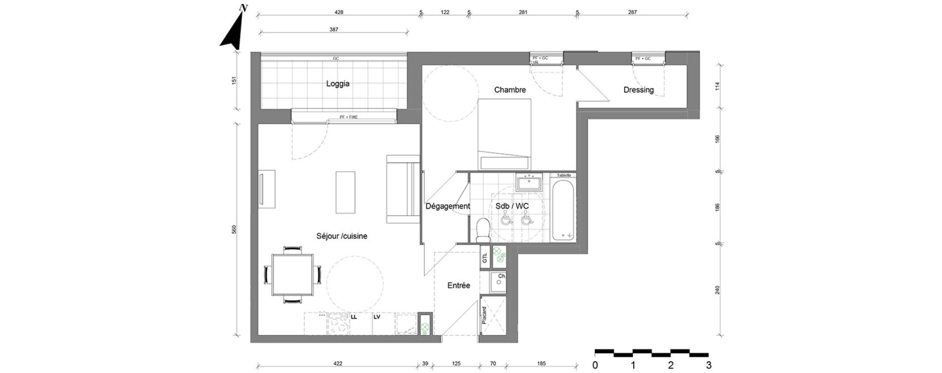 Appartement T2 de 50,89 m2 &agrave; Reims Coutures