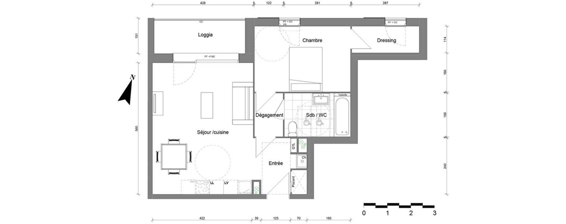 Appartement T2 de 50,89 m2 &agrave; Reims Coutures