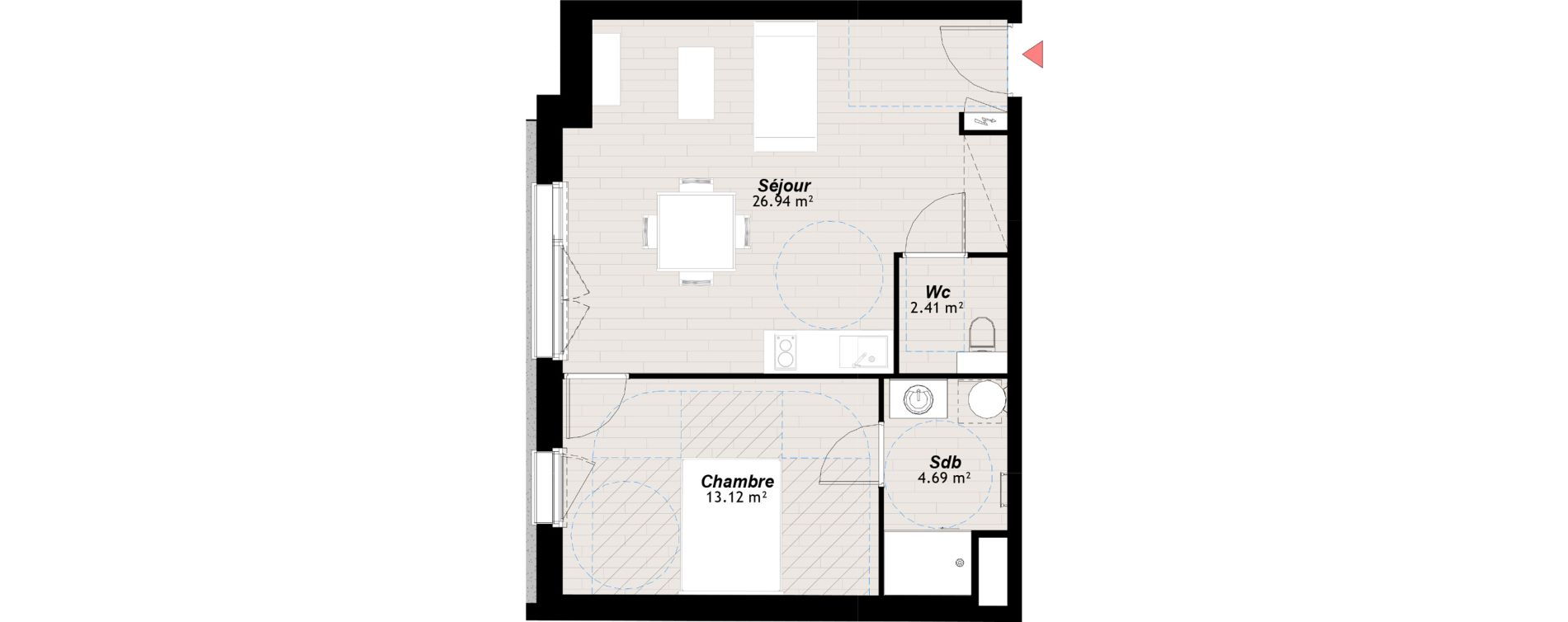 Appartement T2 de 47,16 m2 &agrave; Reims Clairmarais