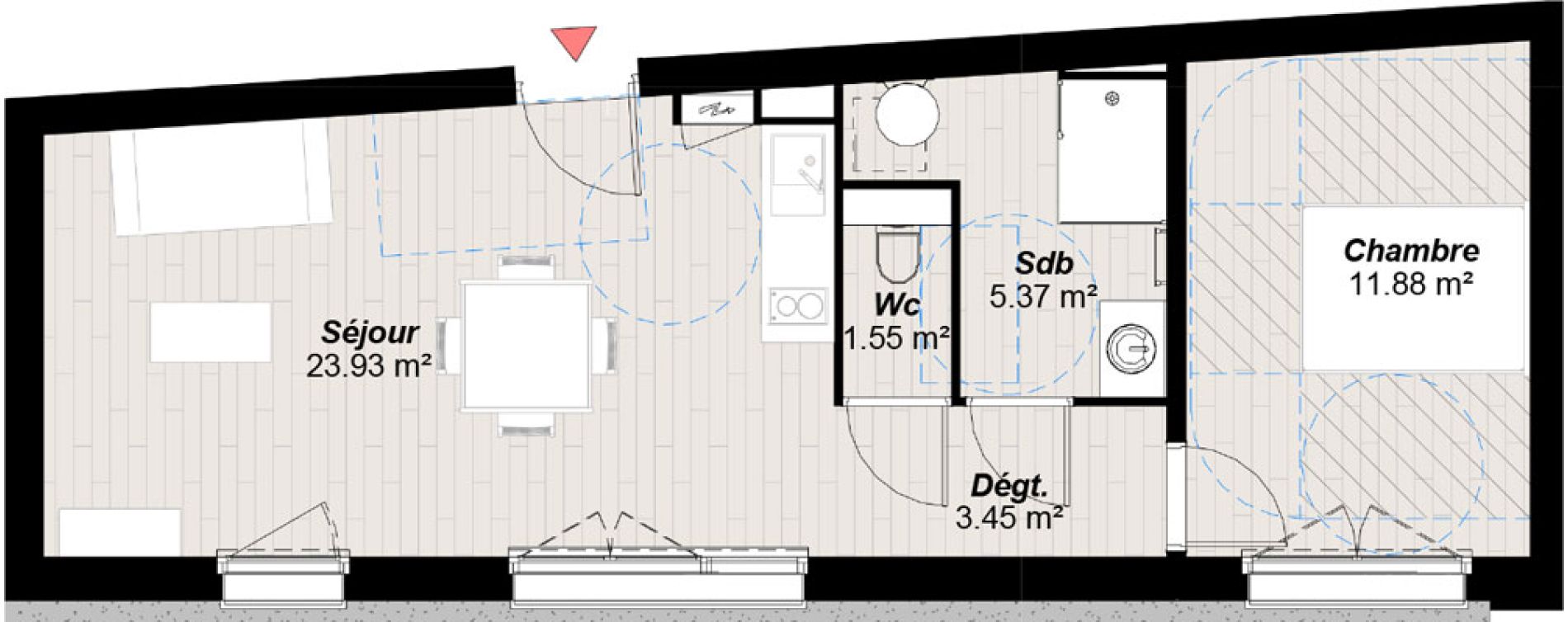 Appartement T2 de 46,18 m2 &agrave; Reims Clairmarais