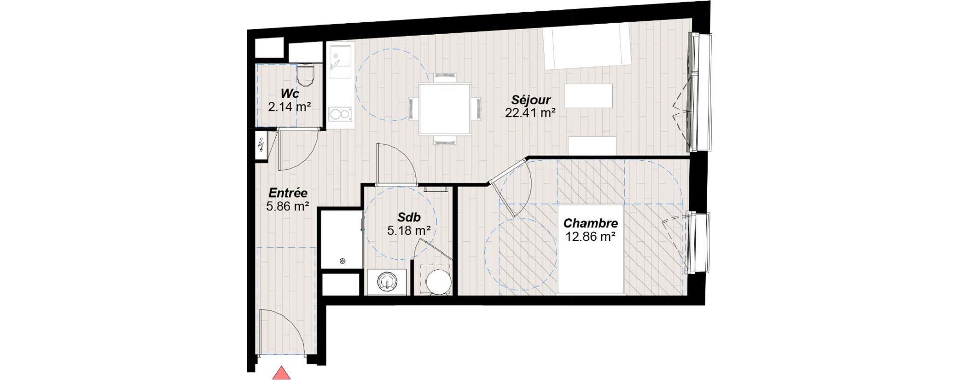 Appartement T2 de 48,45 m2 &agrave; Reims Clairmarais