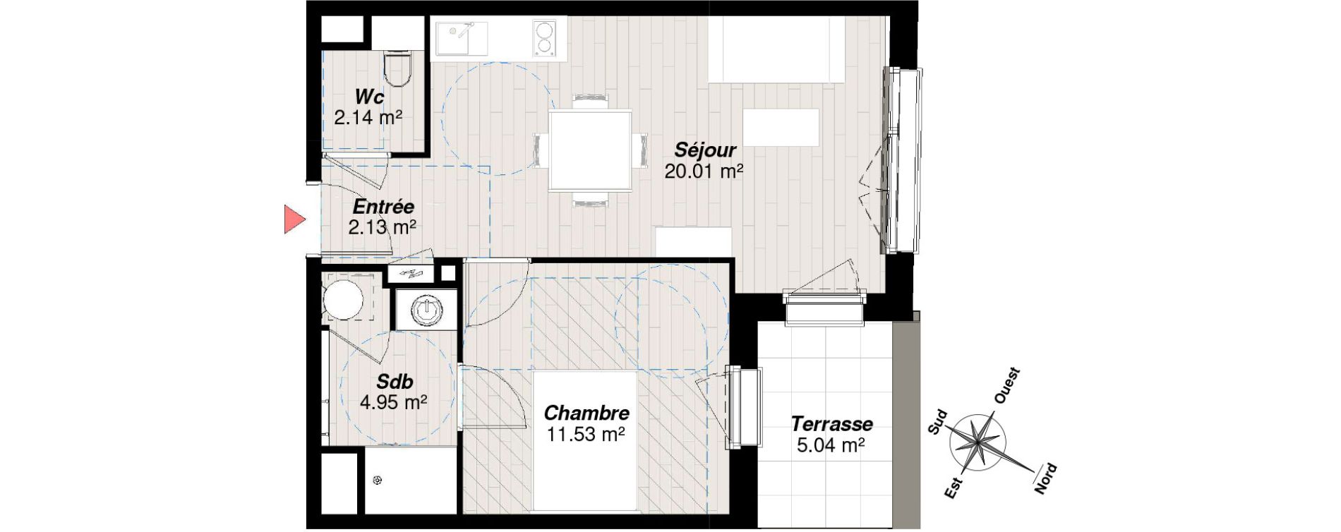 Appartement T2 de 40,76 m2 &agrave; Reims Clairmarais
