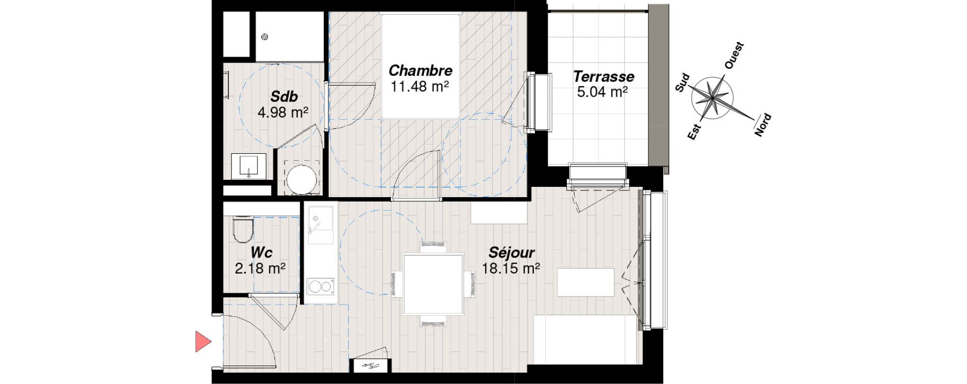 Appartement T2 de 38,67 m2 &agrave; Reims Clairmarais