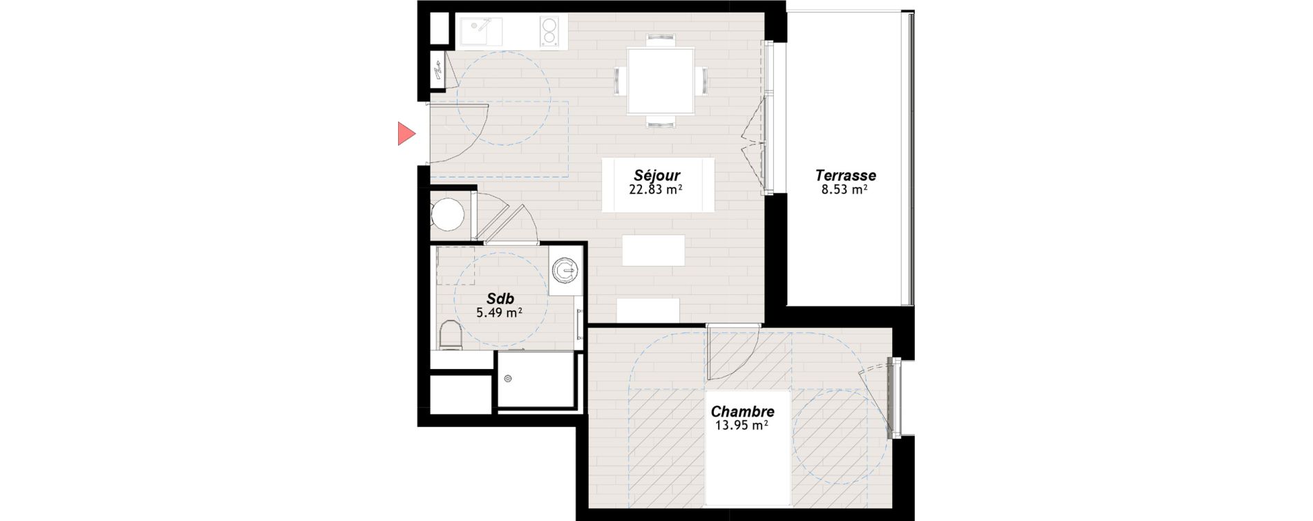 Appartement T2 de 42,27 m2 &agrave; Reims Clairmarais