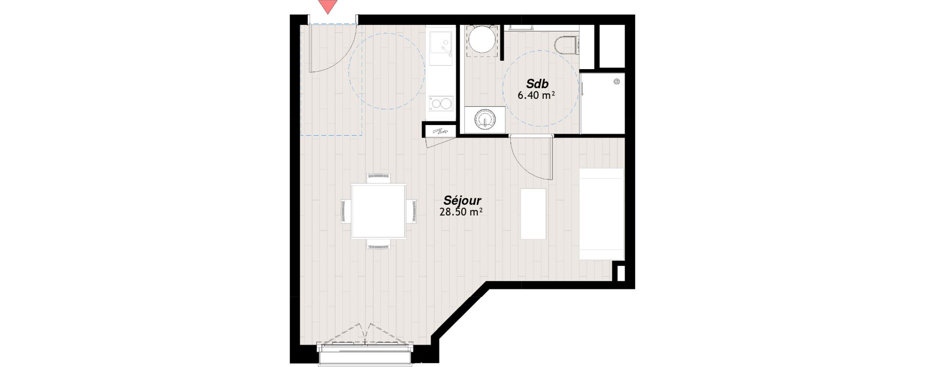 Appartement T1 de 34,90 m2 &agrave; Reims Clairmarais
