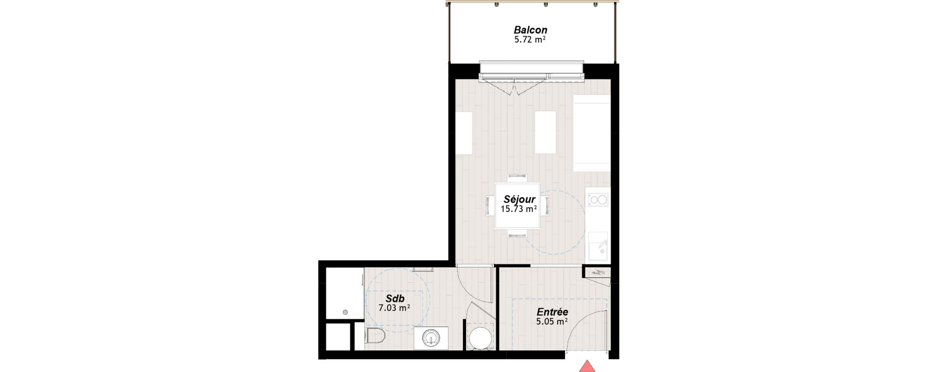 Appartement T1 de 27,81 m2 &agrave; Reims Clairmarais