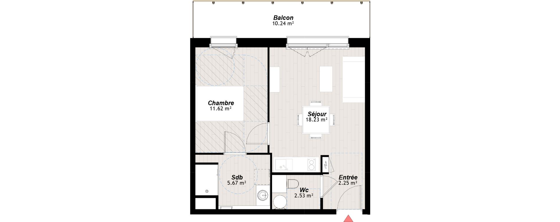 Appartement T2 de 40,30 m2 &agrave; Reims Clairmarais