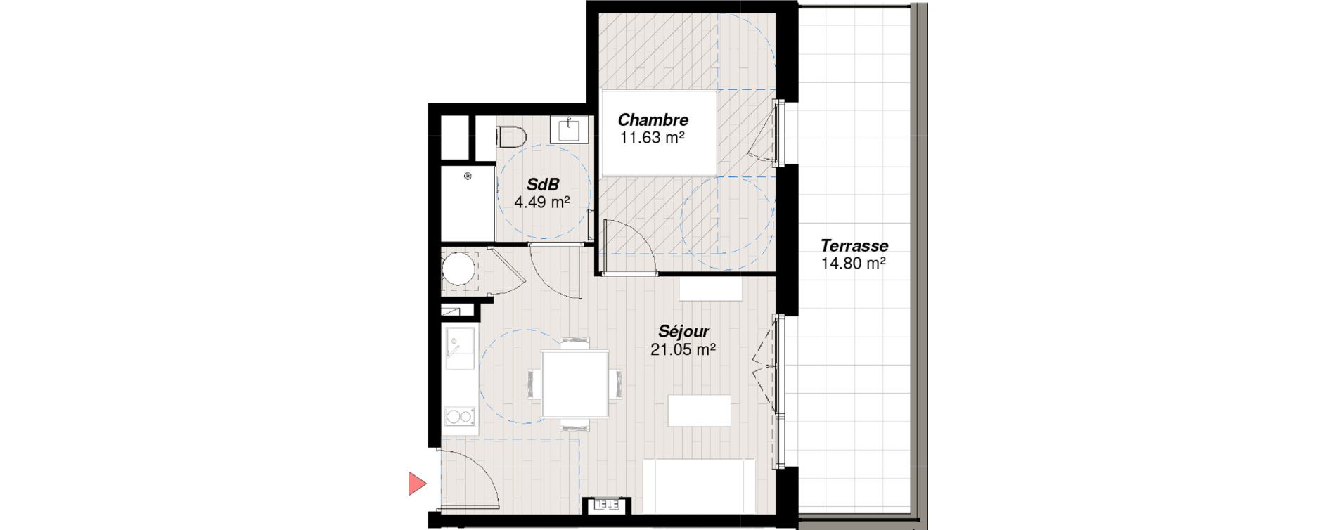 Appartement T2 de 37,17 m2 &agrave; Reims Clairmarais