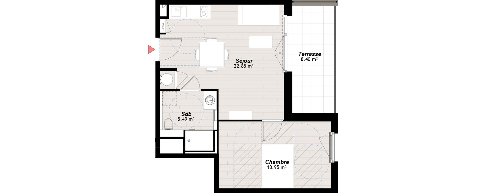 Appartement T2 de 42,29 m2 &agrave; Reims Clairmarais