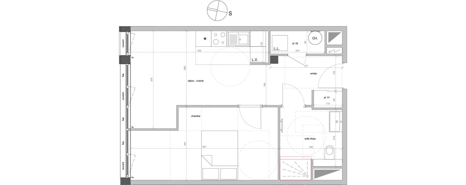 Appartement T2 de 43,90 m2 &agrave; Reims Saint-andr&eacute;